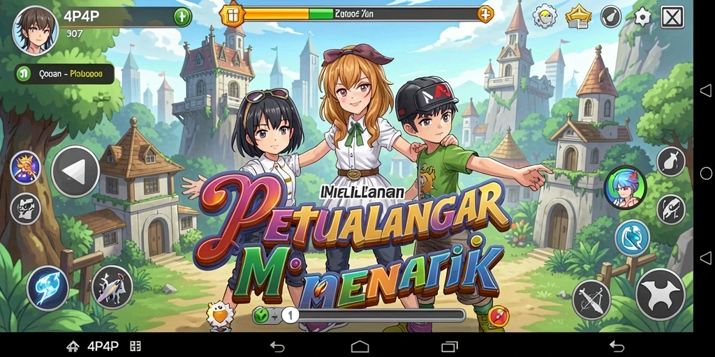 Tangkapan layar gameplay menarik dari 4P4P yang menampilkan karakter Anime.