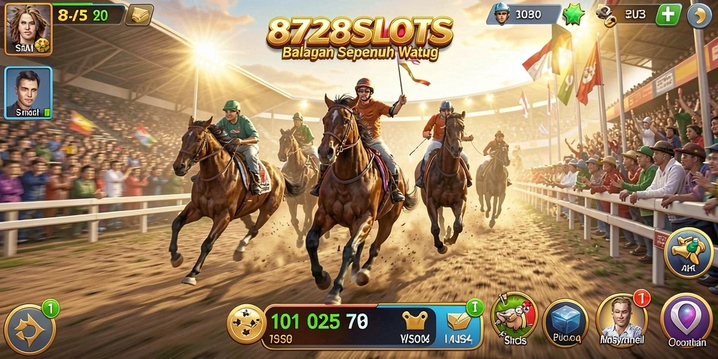 Tampilan balapan seru di 8728SLOTS dengan grafik memukau.