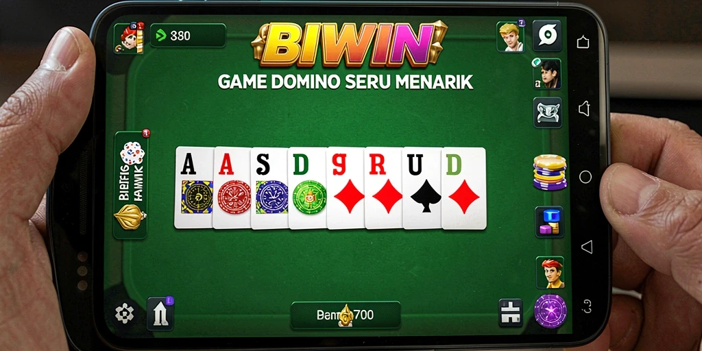 Screenshot utama BIWIN menunjukkan aksi seru permainan Domino.