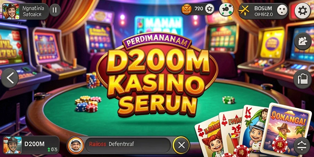 Screenshot gameplay D200M menampilkan berbagai pilihan permainan Kasino yang memukau.