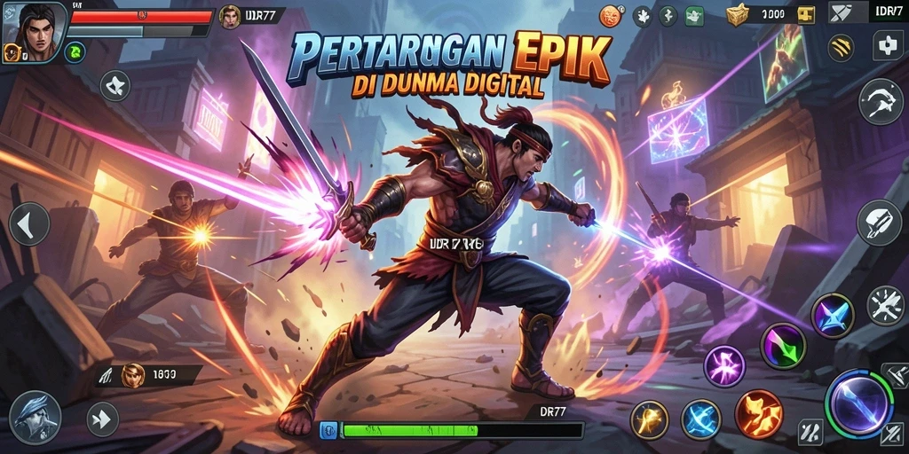 Tangkapan layar gameplay IDR77 dengan aksi pertarungan yang intens.