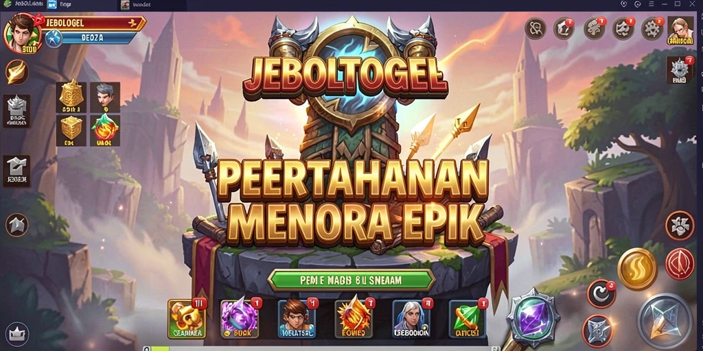 Tampilan gameplay menara pertahanan yang seru dan dinamis di JEBOLTOGEL.