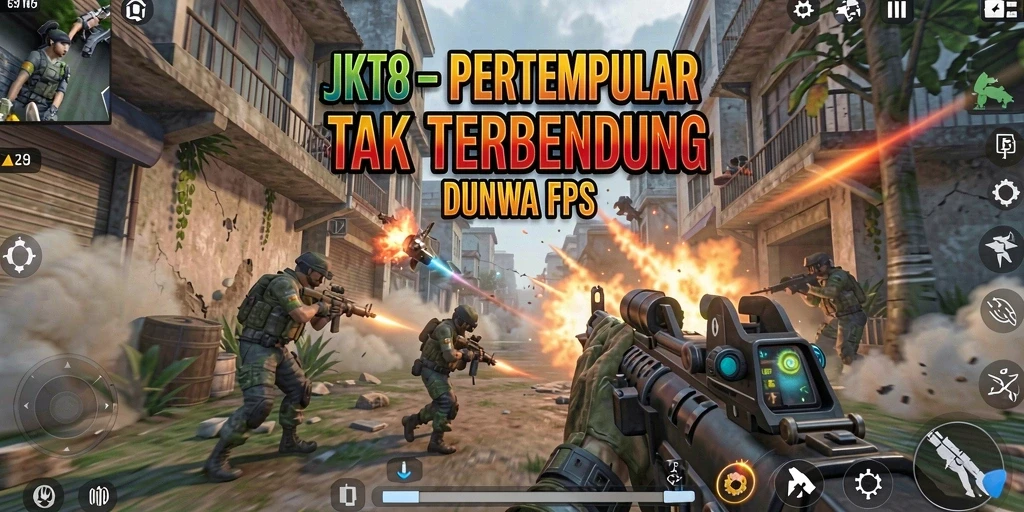 Tangkapan layar dari gameplay memukau di JKT8 FPS.