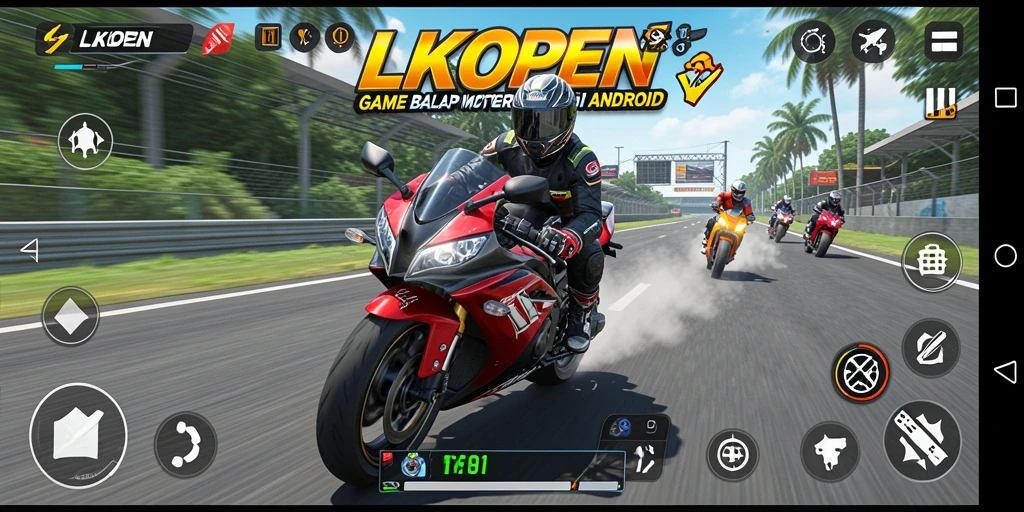Gameplay seru dengan balapan motor yang mendebarkan.