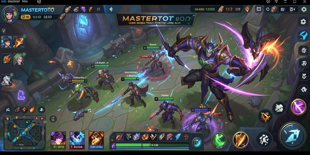 Screenshot MASTERTOTO menampilkan aksi seru dalam pertarungan MOBA.