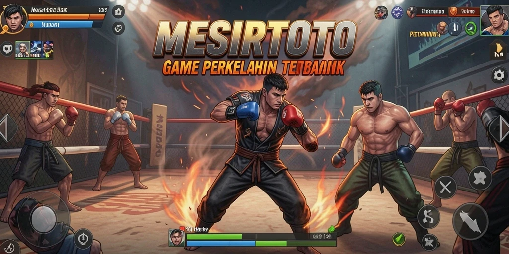 Tangkapan layar dari gameplay intens MESIRTOTO yang menggambarkan aksi perkelahian.