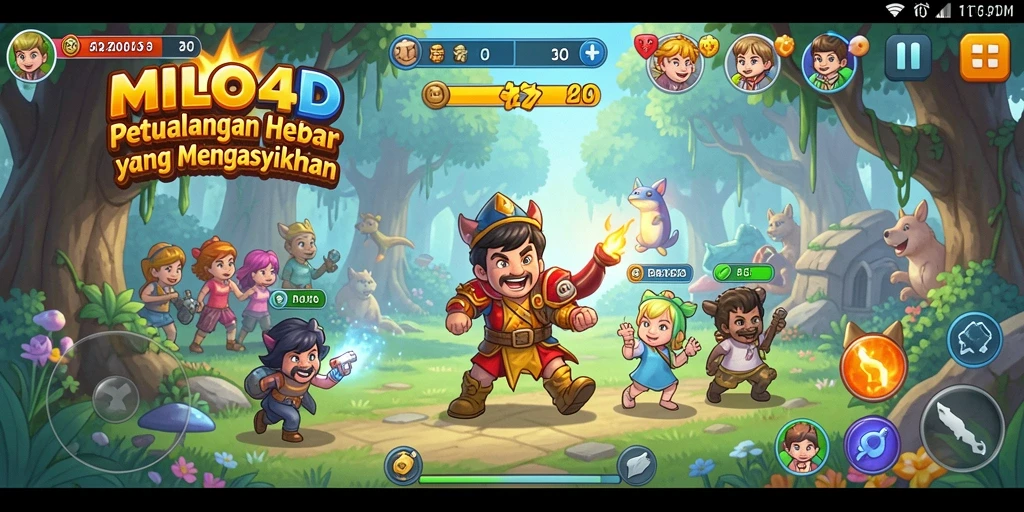 Screenshot utama MILO4D menunjukkan aksi petualangan seru di dalam game.