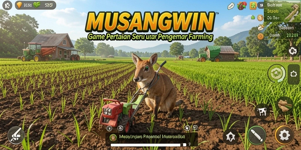 Tampilan gameplay <strong>MUSANGWIN</strong> yang memukau dalam pertanian virtual.