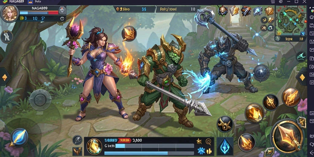Screenshot menunjukkan aksi mendebarkan dalam gameplay ARPG NAGA889.