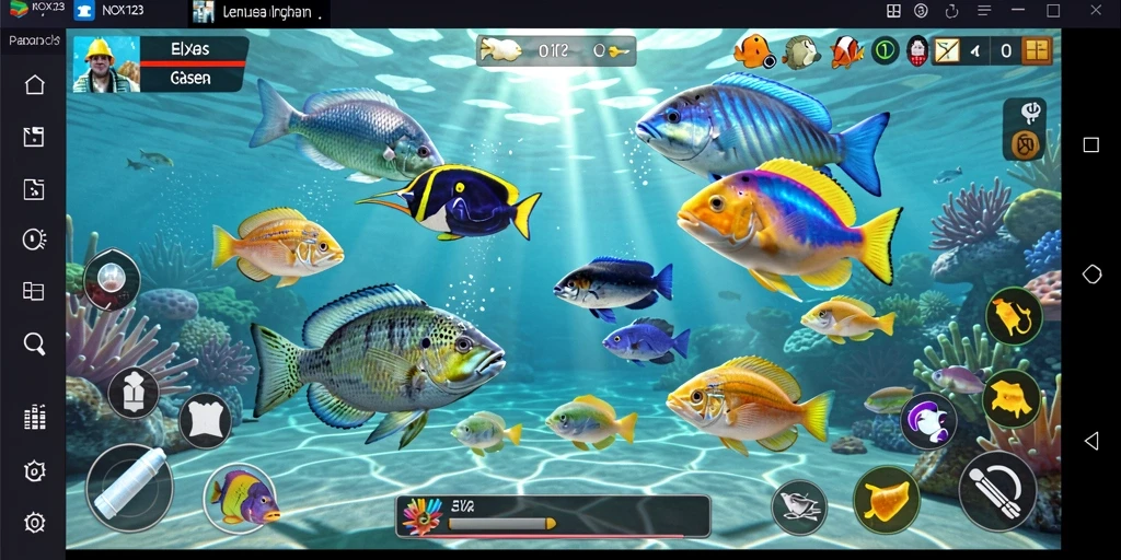 Gameplay seru NOX123 dengan aksi menembak ikan.