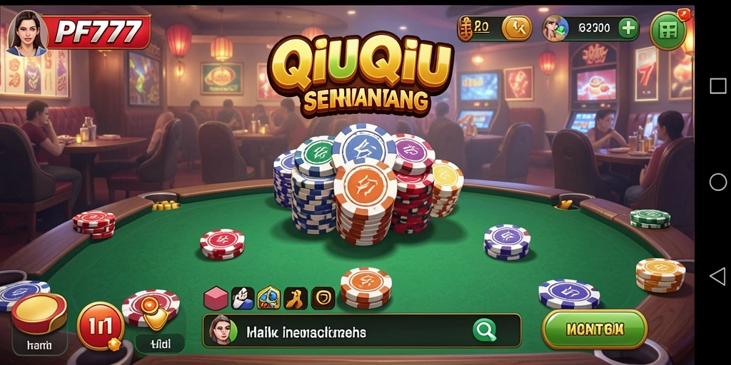 Tangkapan layar permainan PF777 menunjukkan suasana QiuQiu yang seru.