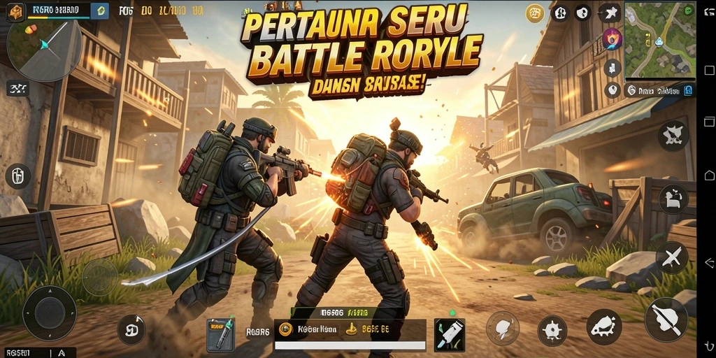 Tampilan gameplay epik dalam R6R6 saat bertarung di arena Battle Royale.