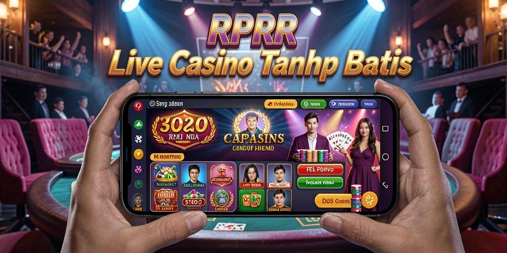 Screenshot gameplay RPRR menampilkan dealer langsung di meja permainan Live Casino.