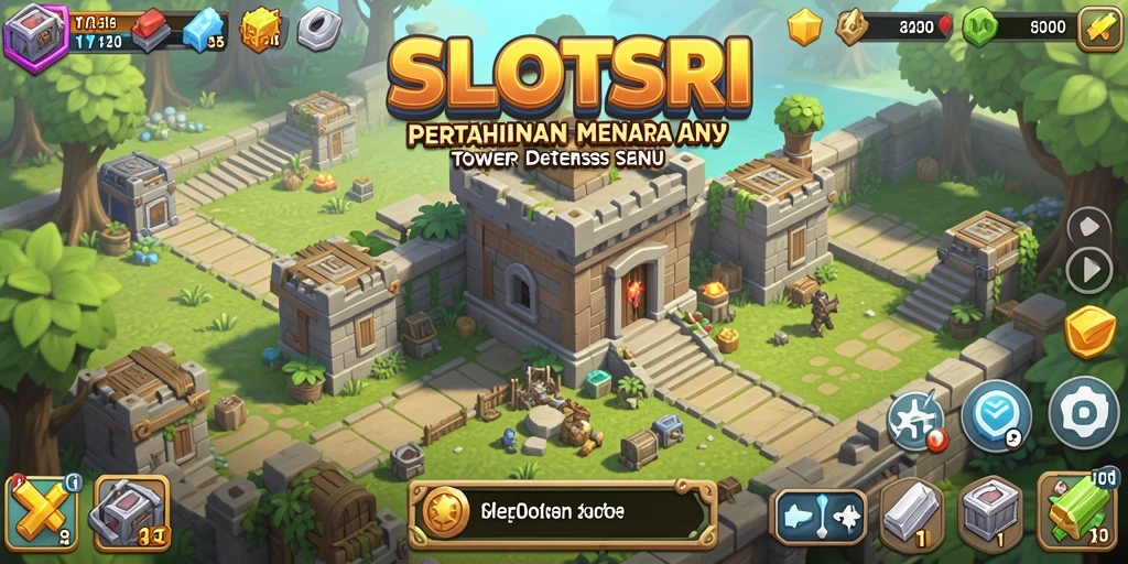 Screenshot SLOTSRI menampilkan aksi seru dalam permainan Tower Defense.