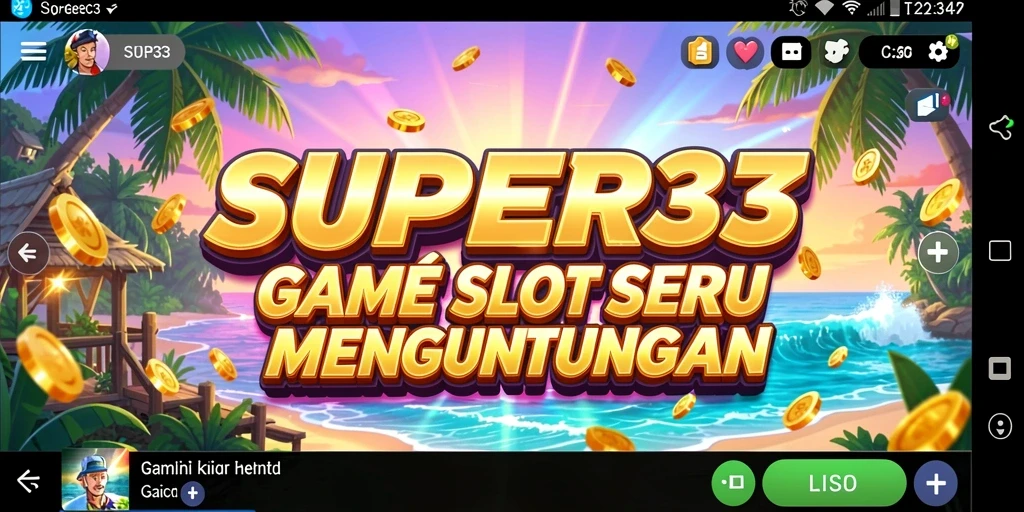 Tampilan utama gameplay SUPER33 yang menarik dan penuh warna.