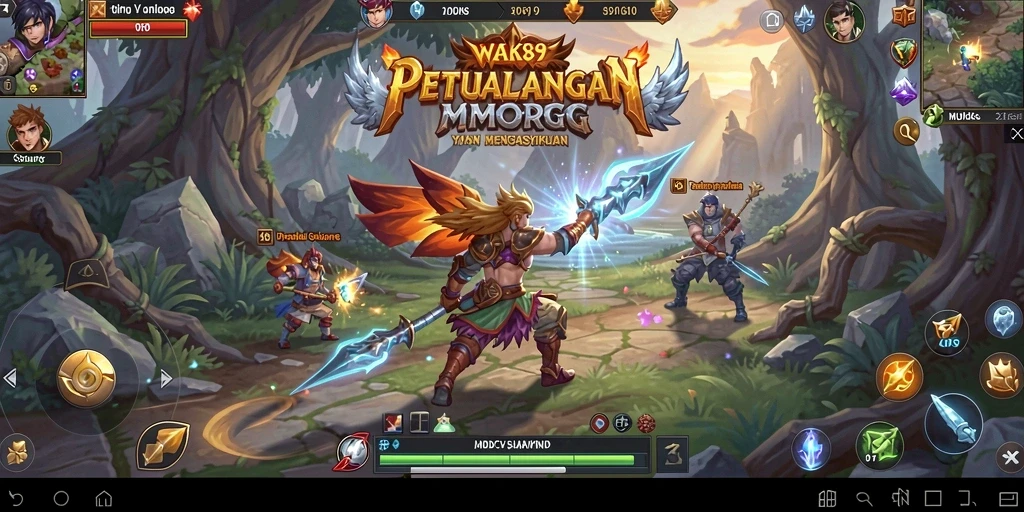 Screenshot gameplay WAK89 menunjukkan aksi pertarungan yang mendebarkan dalam MMORPG.
