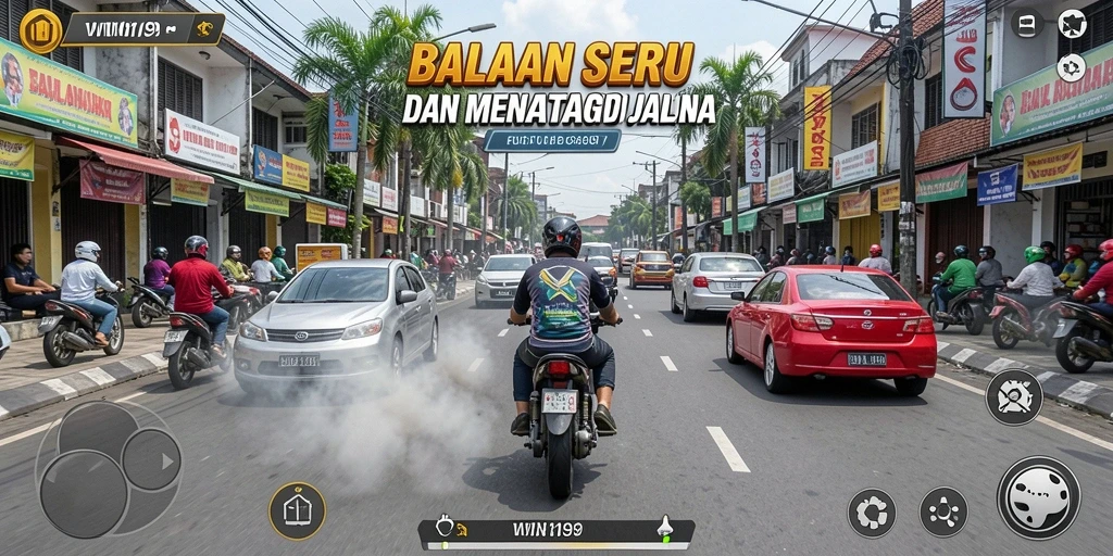 Tangkapan layar gameplay WIN199 menampilkan aksi balapan yang intens dan mengasyikkan.