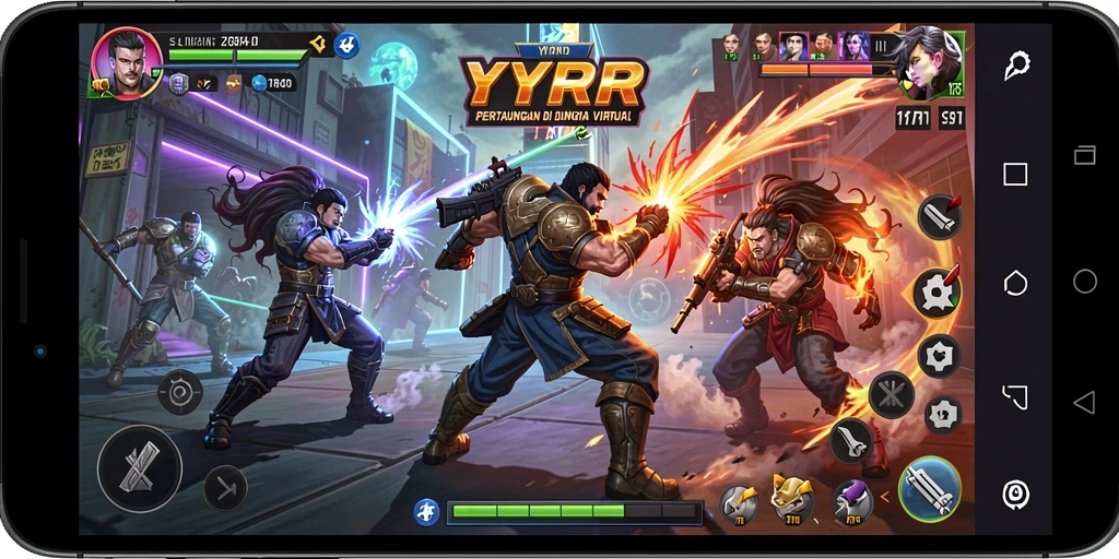 Tangkapan layar gameplay YYRR yang menunjukkan pertarungan epik.